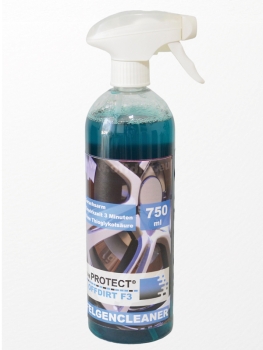 Eine Flasche mit 750 ml V-M PROTECT® OFFDIRT F3 Felgencleaner